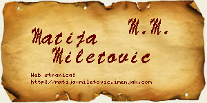 Matija Miletović vizit kartica